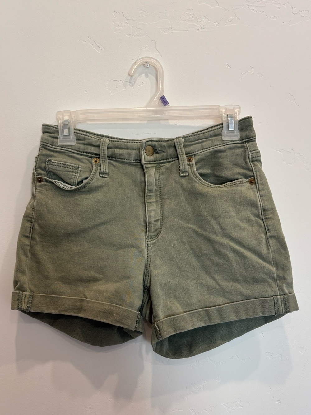 Universal Thread Olive Green High-Rise Rolled Hem Jean Shorts